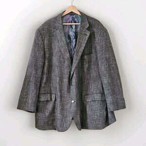 Oak Hill Blazer Men 3XL 54-56 Marled Gray Lined LS Two Button Front Double Vents